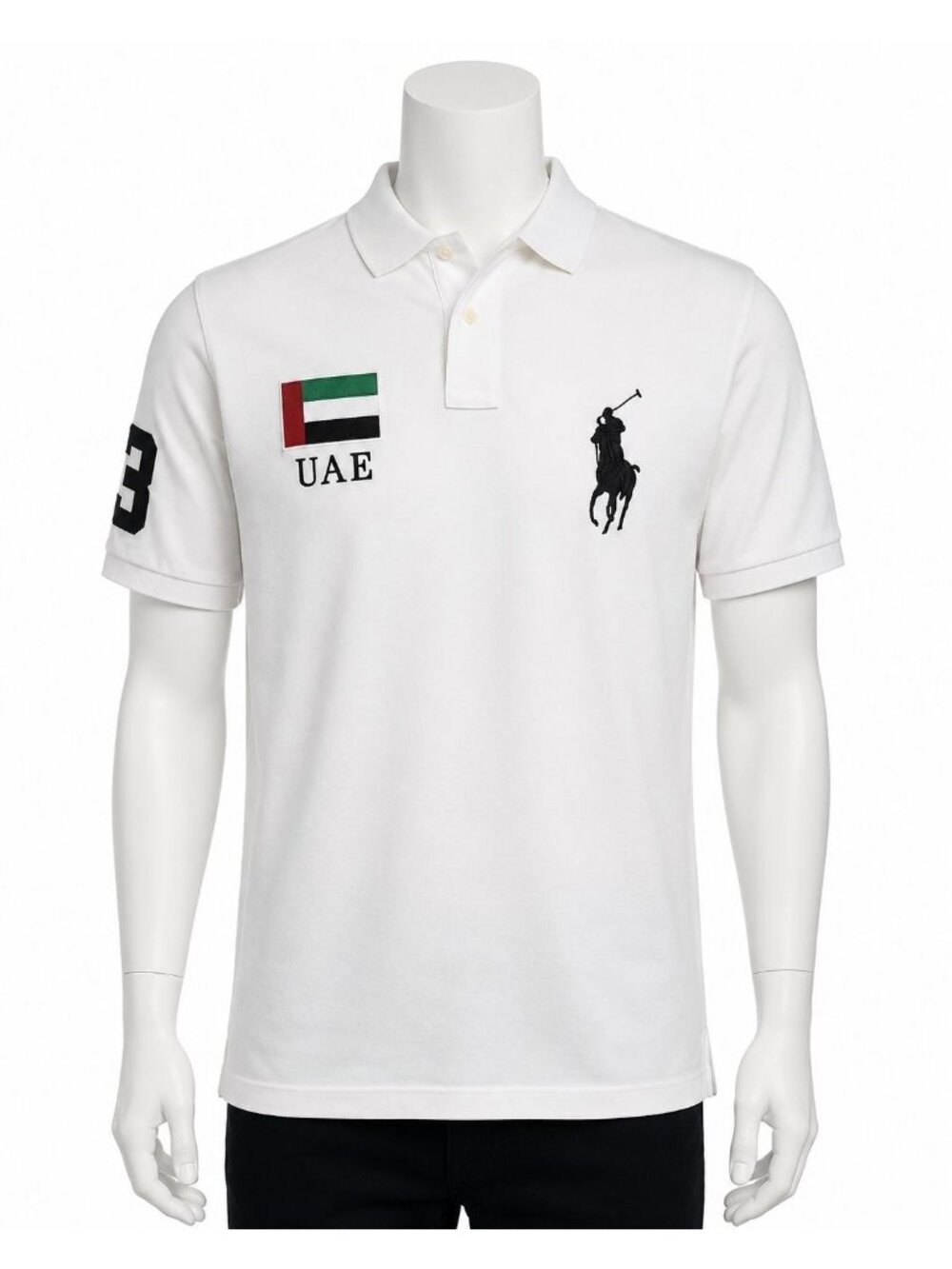 Polo Ralph Lauren UAE Big Pony Polo Shirt Men's XL White Custom Fit Flag 3 Flag